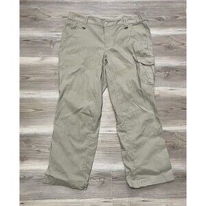 Duluth Trading Company Womens Size 14 Tan Nylon Hiking Stretch Pant Roll Tab Leg